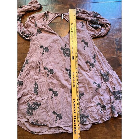 Free People S Long Sleeve Emma Austin Dress Floral Embroidered Boho - Picture 4 of 7